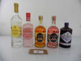 +VAT 5 bottles of Gin, 1x Hendrick's Midsummer Solstice Limited Release 70cl 43.4 %, 1x Bloom