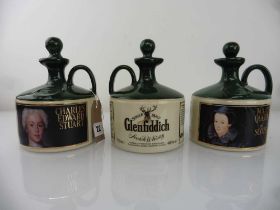 A set of 3 Glenfiddich Crocks of Single Malt Scotch Whisky depicting Mary Queen of Scots, Robert the