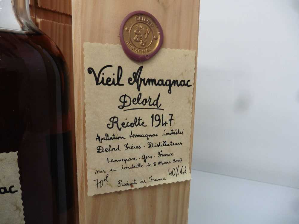 A bottle of Delord Freres 1947 Vieil Armagnac bottled in 2007 with wooden box 40% 70cl - Image 3 of 5