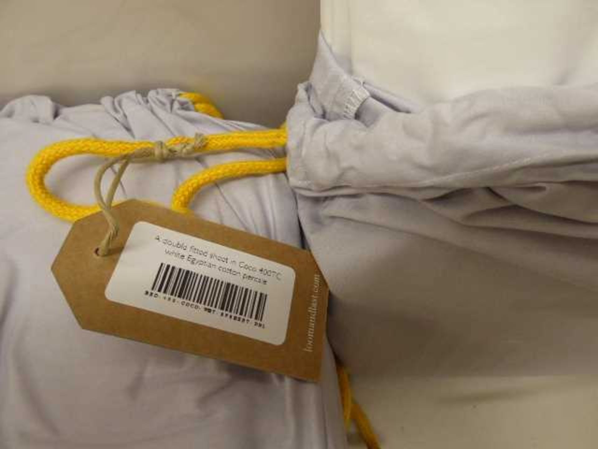+VAT 5 x double deep fitted sheets in white linen - Image 2 of 2