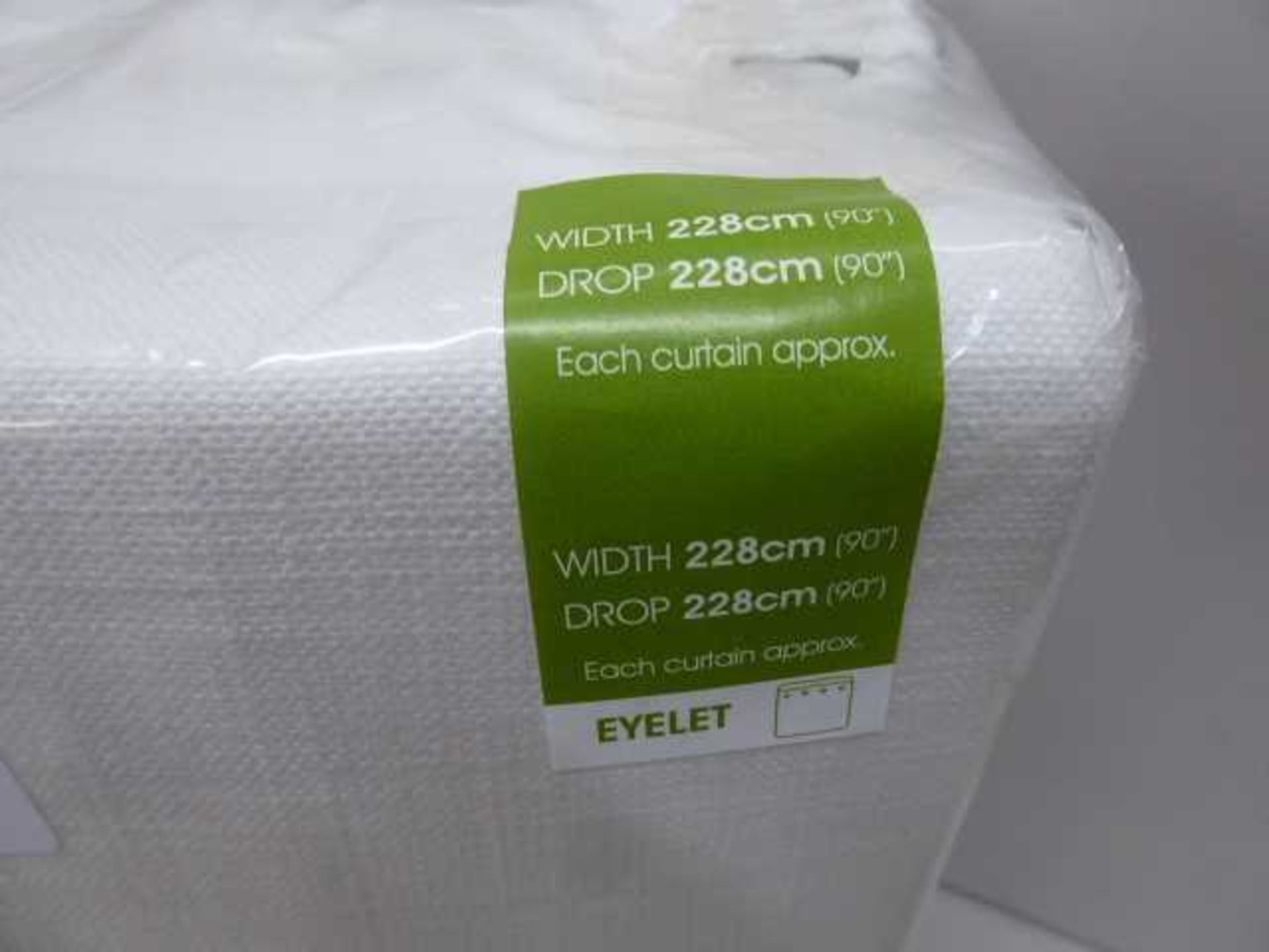 +VAT Pair of Dinton off white eyelet curtains 90" x 90" - Image 2 of 2