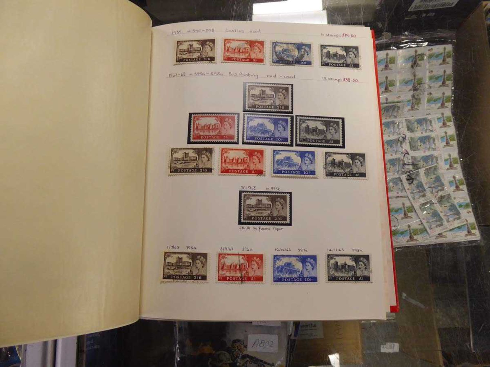 Red stamp stockbook containing collection of QE2 pre-decimal stamps 1952-1970 - Image 2 of 2