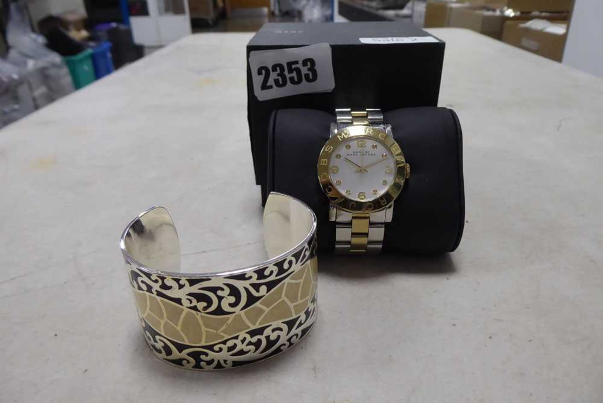 Marc Jacobs two tone stainless steel strap watch together with a bracelet