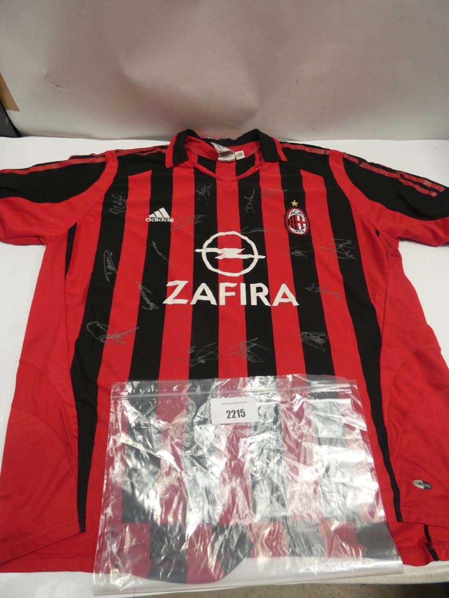 +VAT Adidas A.C. Milan 2XL football shirt bearing signatures (unverified)
