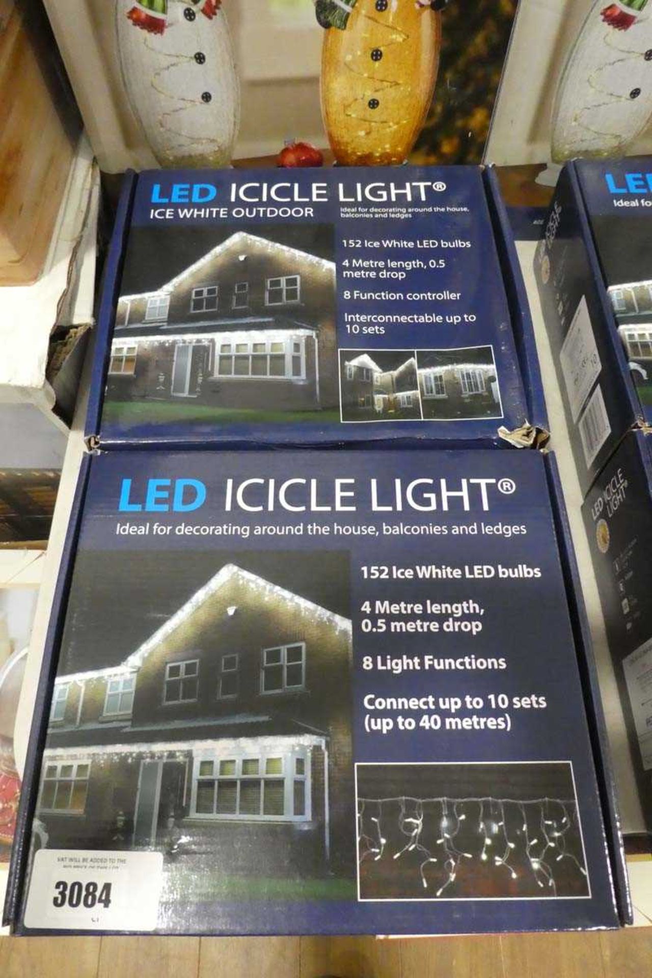 +VAT 2 boxed sets of LED icicle lightss (icee white, 4m length, 0.5m drop, 8 light functions)