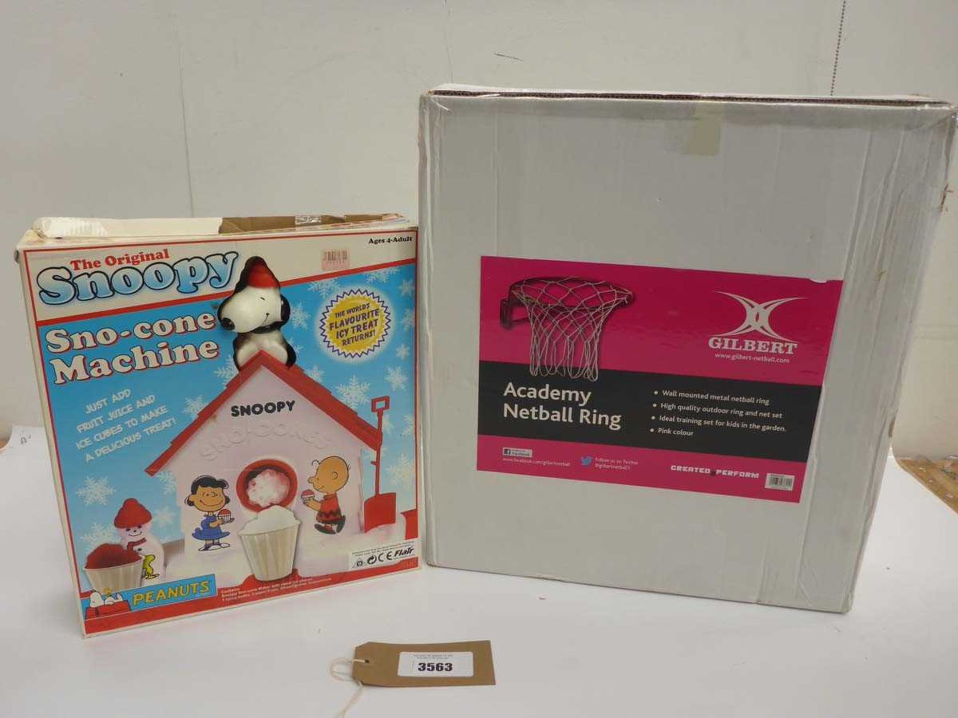 +VAT Academy netball ring and The Original Snoopy sno-cone machine