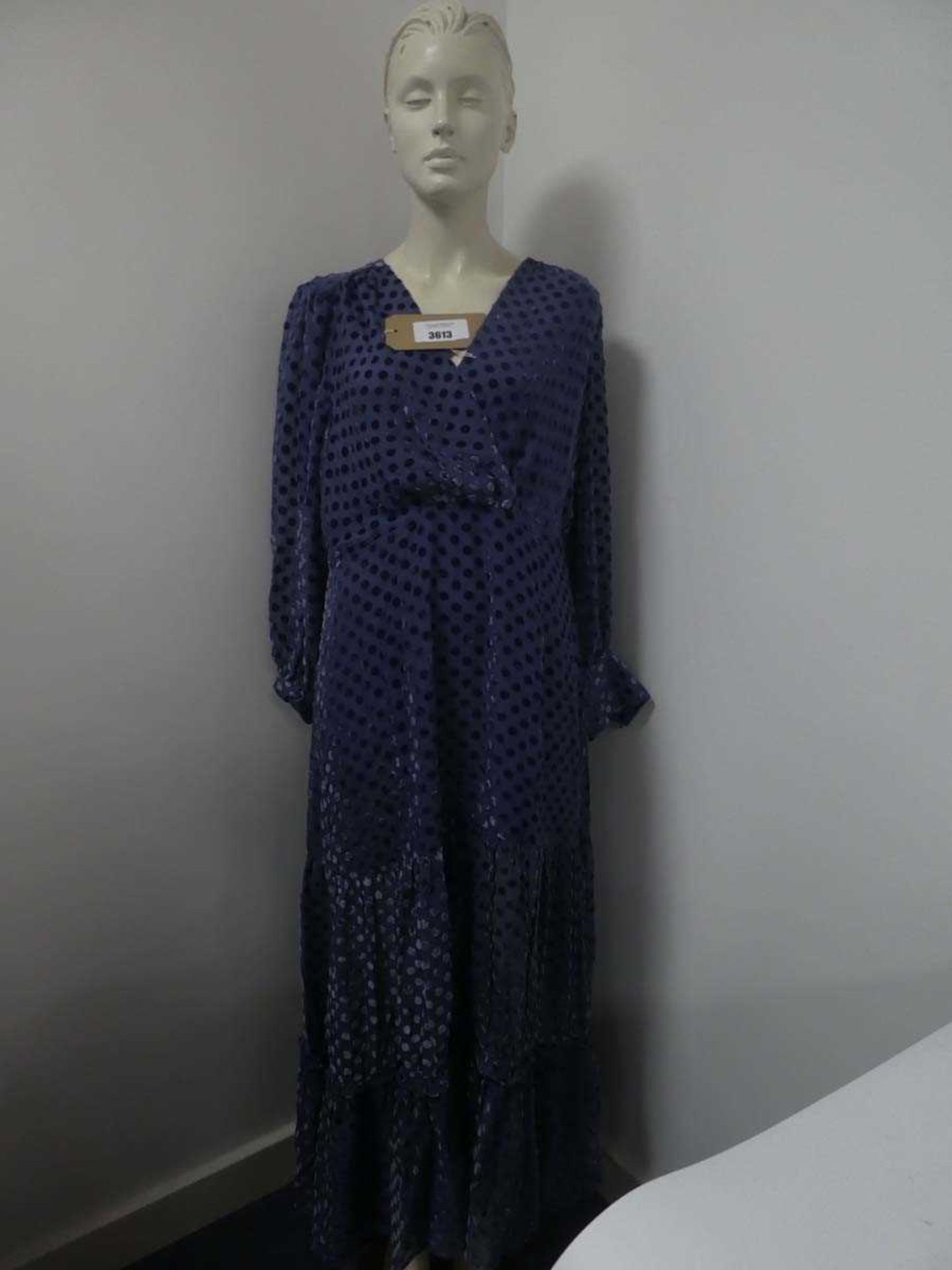 +VAT Rixo ladies velvet polka dot dress in blue size 14 (hanging)