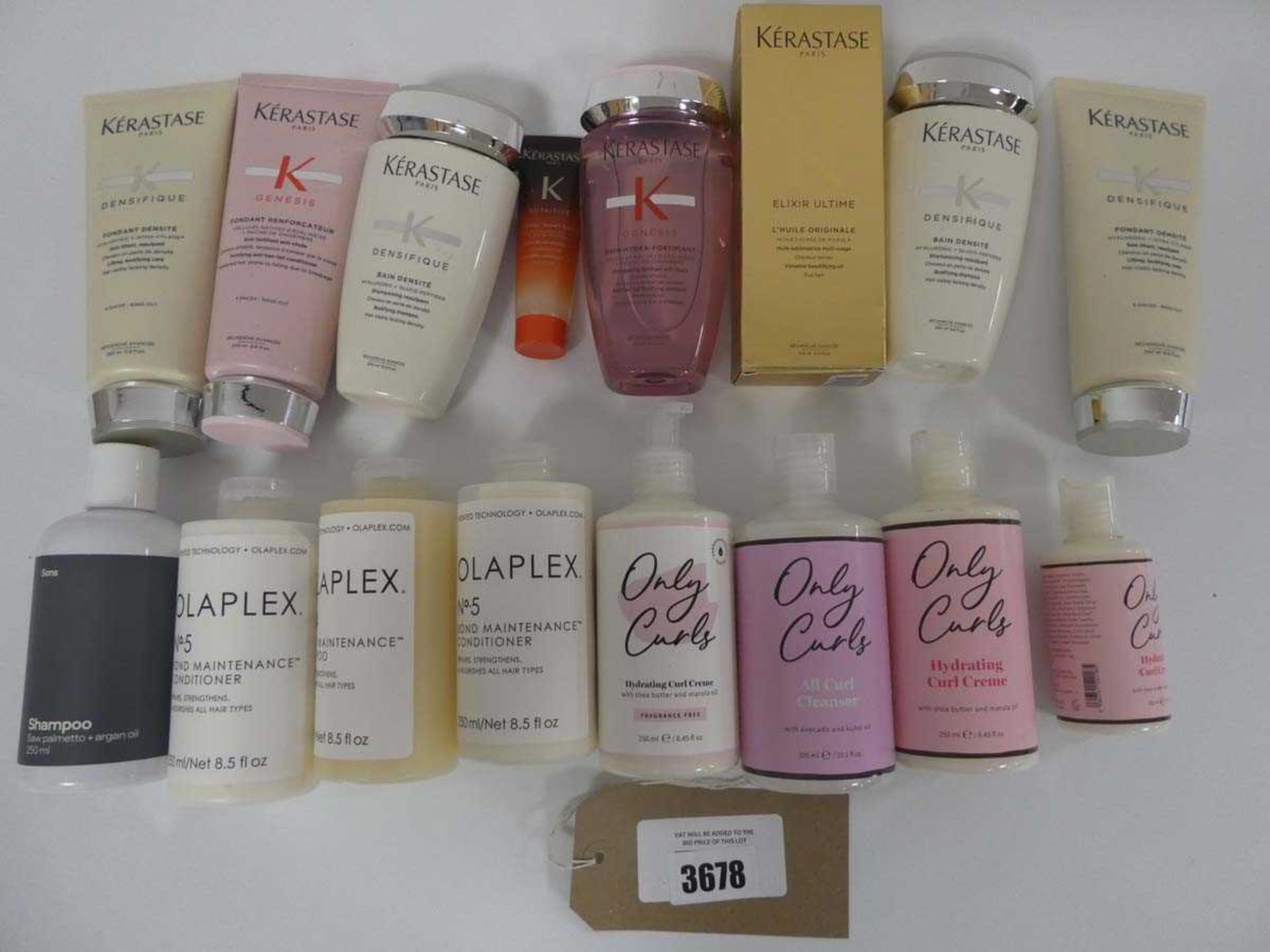 +VAT Selection of various hair care products to include Sons, Kerastase, Olaplex and Only Curls