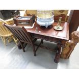 Victorian mahogany two drawer desk plus a chair