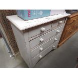 Painted pine chest of two over three drawers