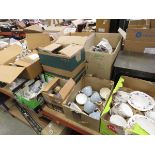 7 x boxes containing Wedgwood, and other crockery plus novelty teapots and ornaments and glassware