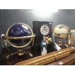 Pair of gemstone tabletop globes