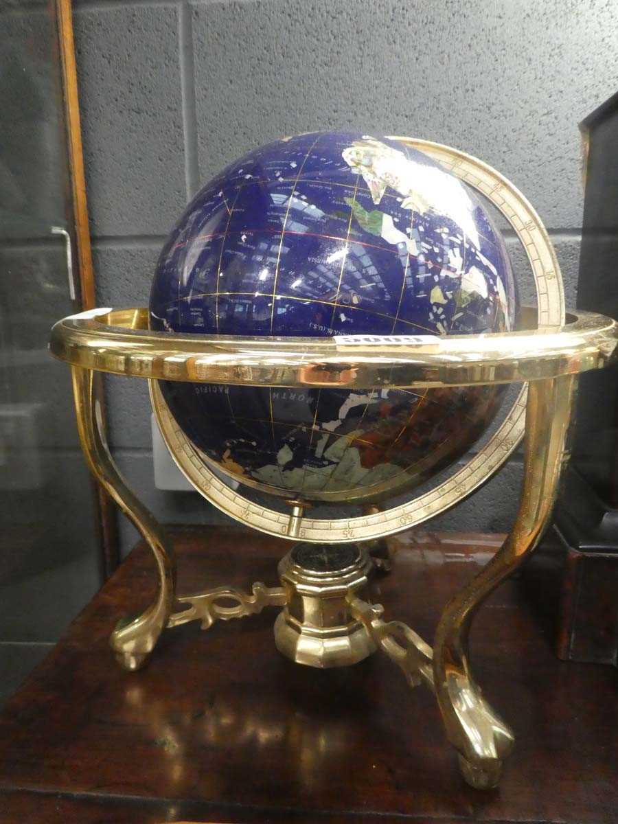 Pair of gemstone tabletop globes - Image 2 of 3