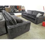 Pair of black fabric sofas