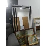 Pair of rectangular bevelled mirrors