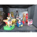 Cage containing Sylvester, Tweetie, Mickey Mouse and other figures