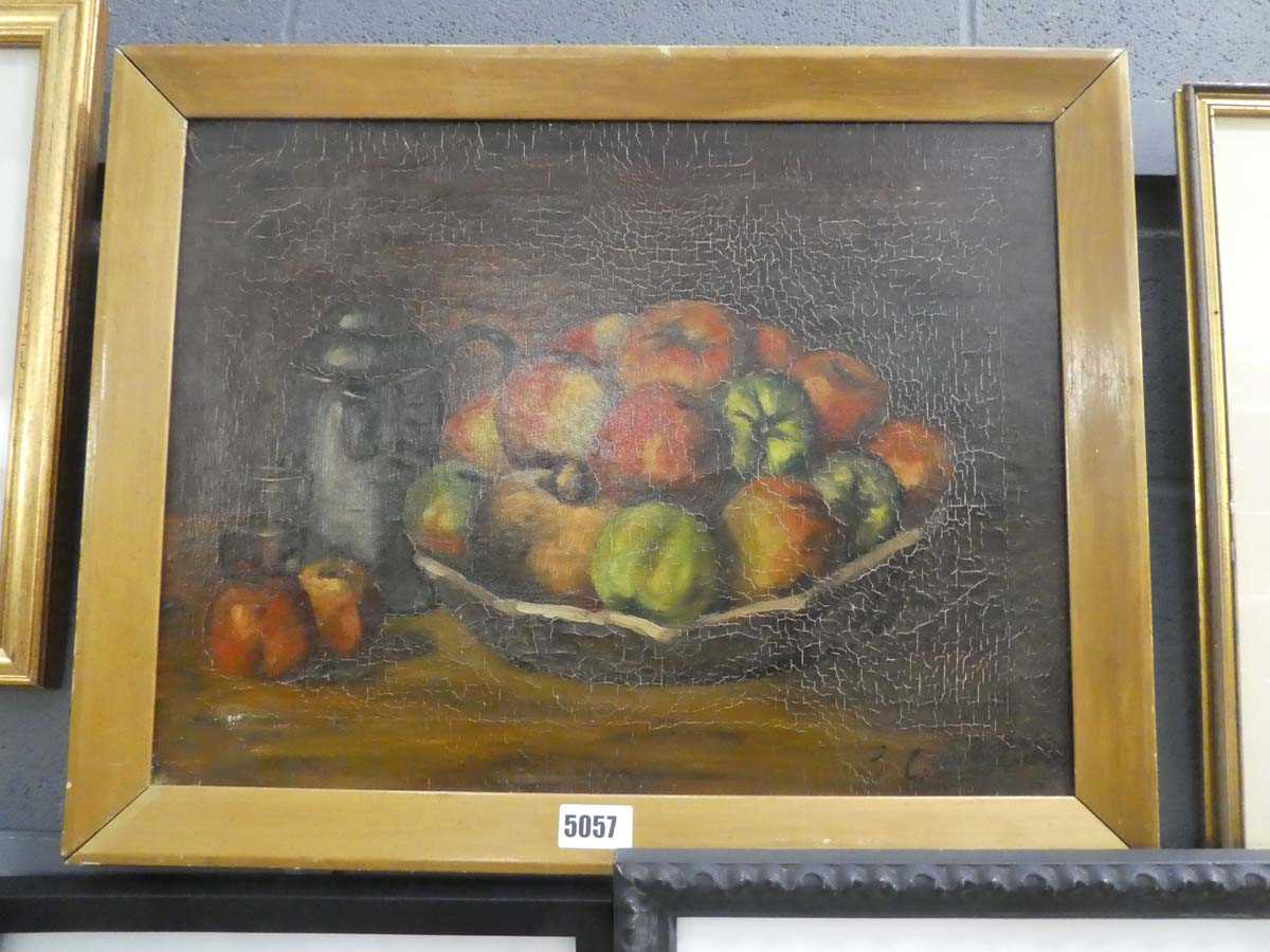 Oil on canvas, still life with fruit