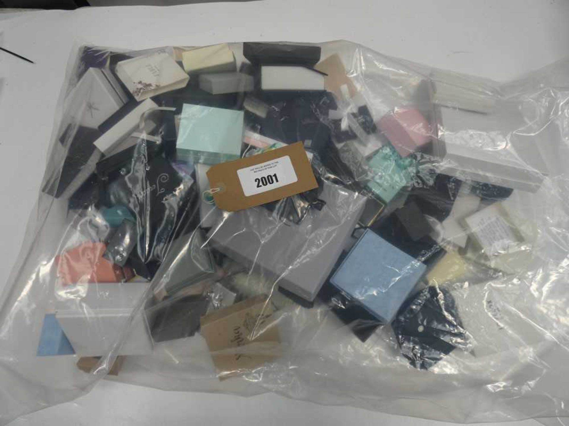 +VAT Bag containing quantity of empty jewellery boxes