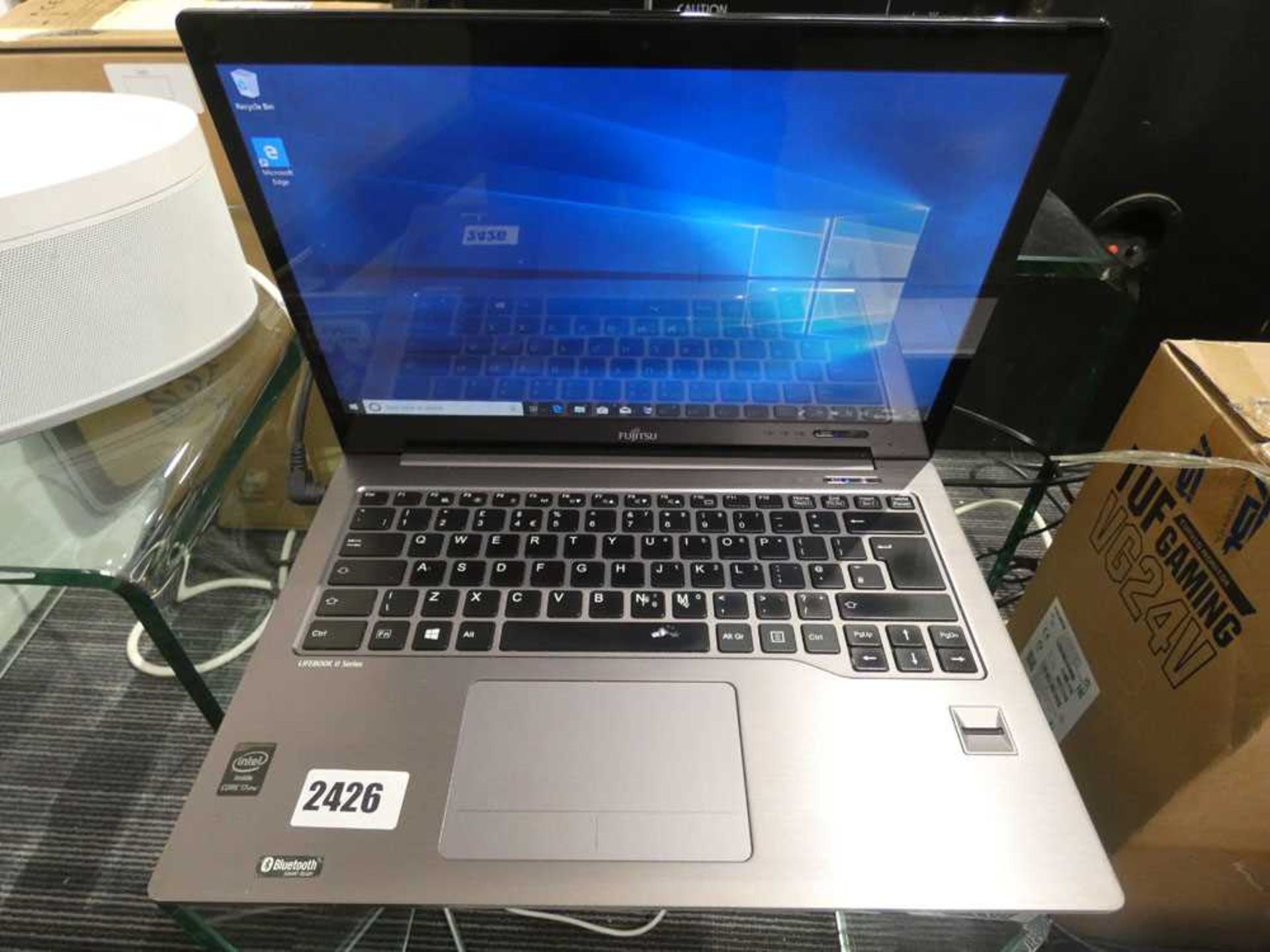 Fujitsu LifeBook with i7 CPU, 10GB RAM, Win11, touchscreen display with minor damage, PSU
