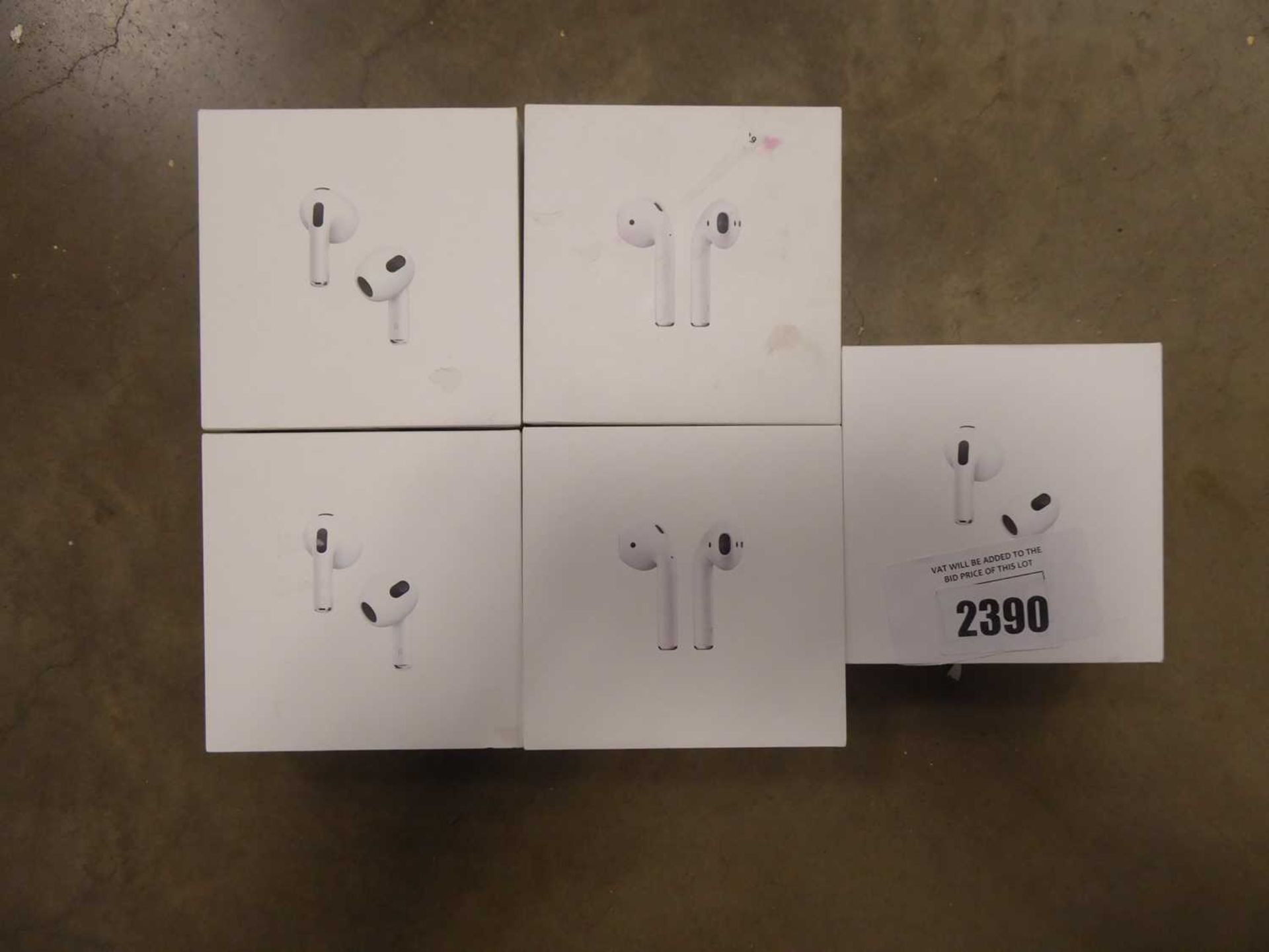 +VAT 2 Apple AirPods 2nd gen. plus 3 Apple AirPods 3rd gen. (possibly linked to account)