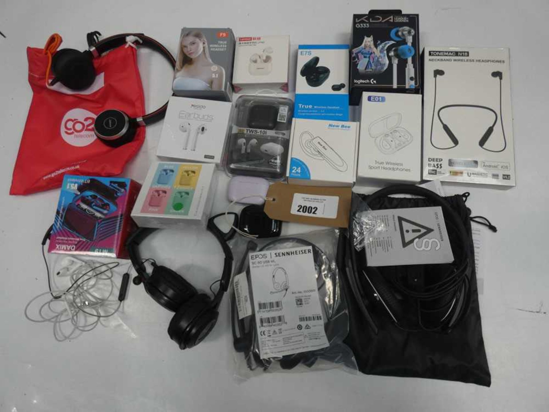 +VAT Selection of wireless and wired earphones plus various headsets