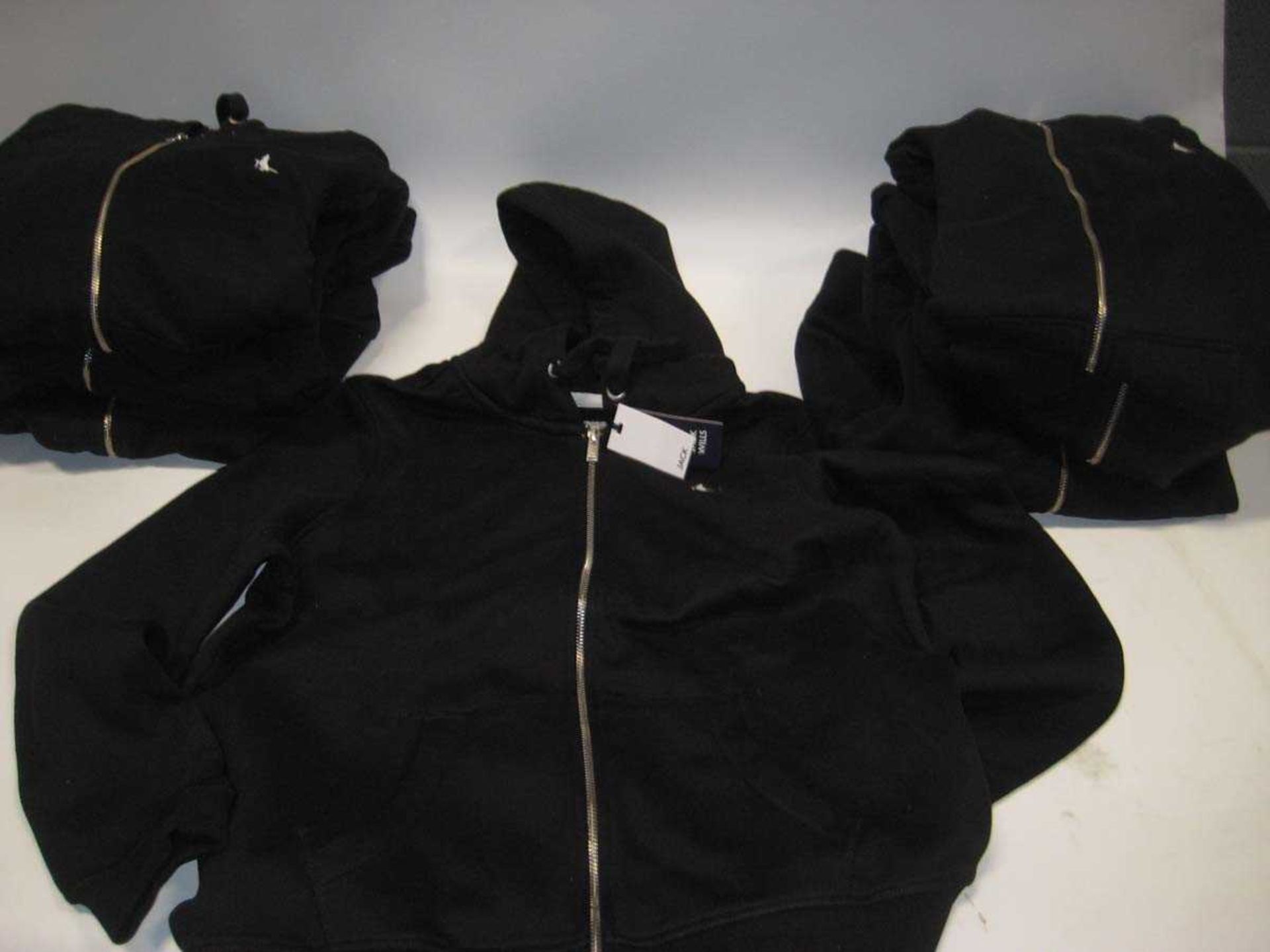 +VAT A bag containing 8x Black Jack Wills Zip Up Hoodies in various sizes.