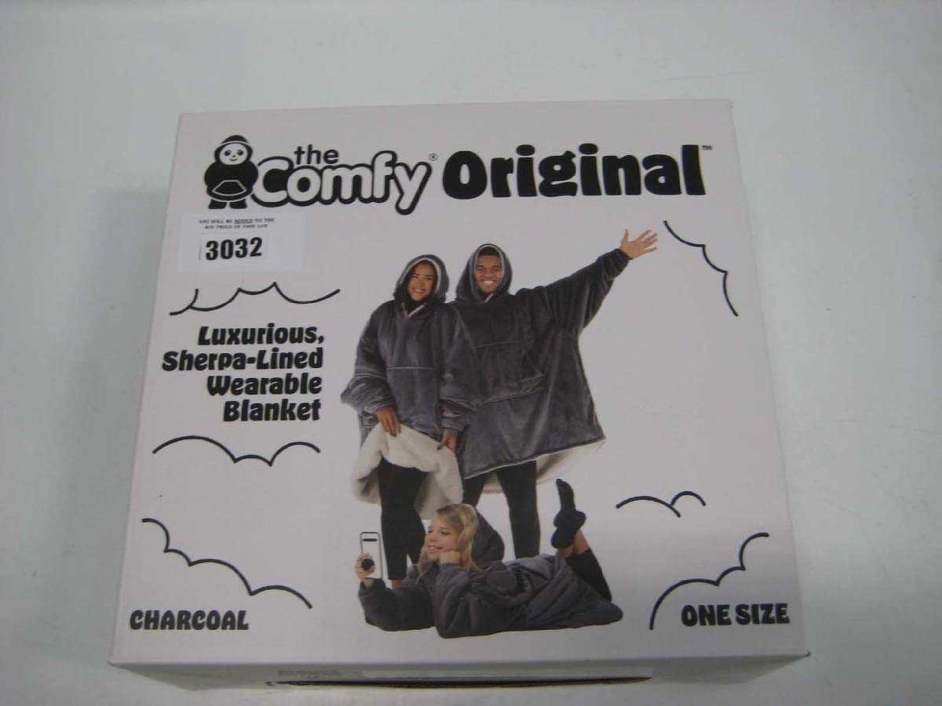 +VAT The Comfy Original Sherpa Lined Wearable Blanket in Charcoal One Size.