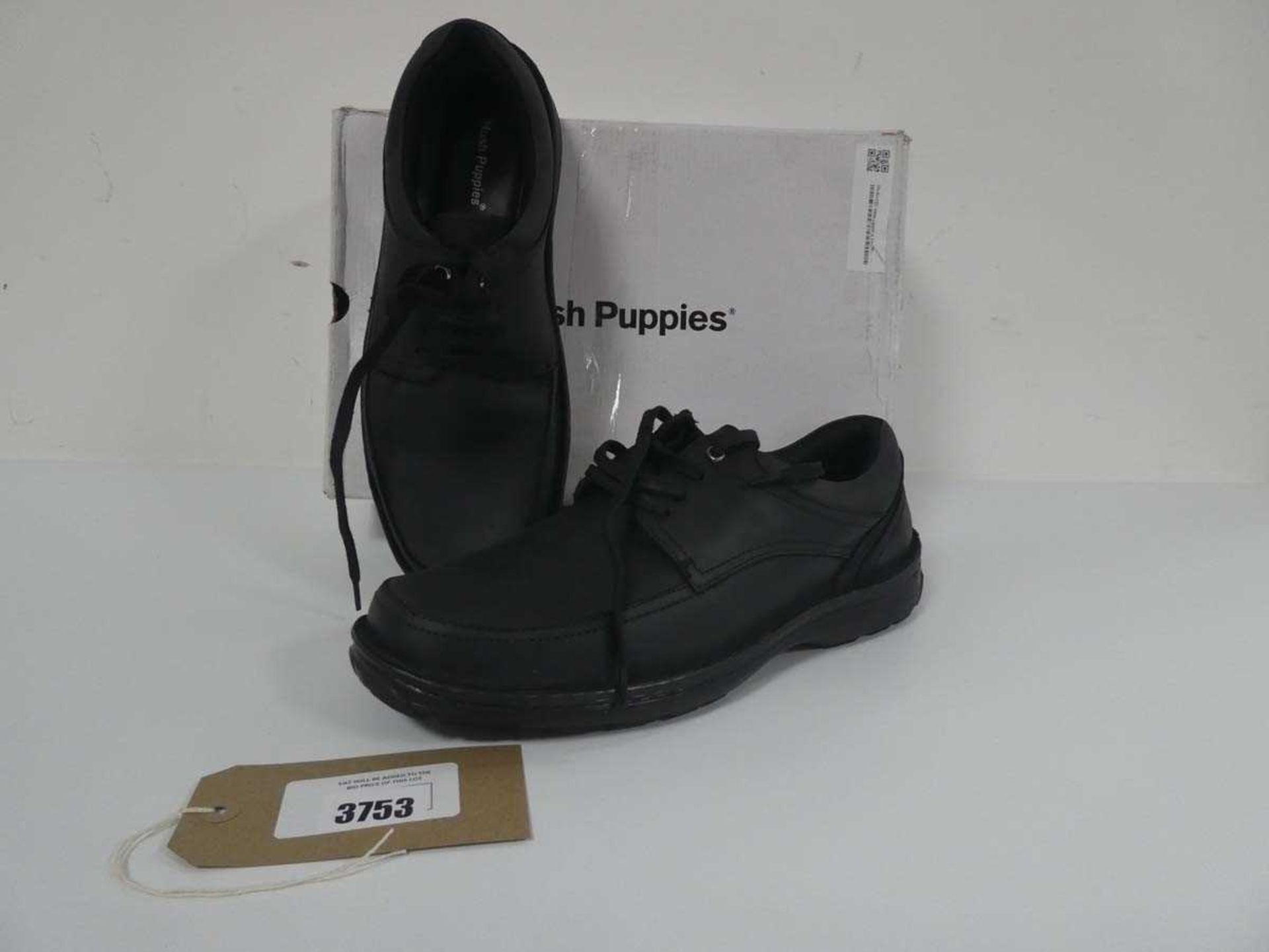 +VAT Boxed pair of Hush Puppies formal shoes in black size UK11