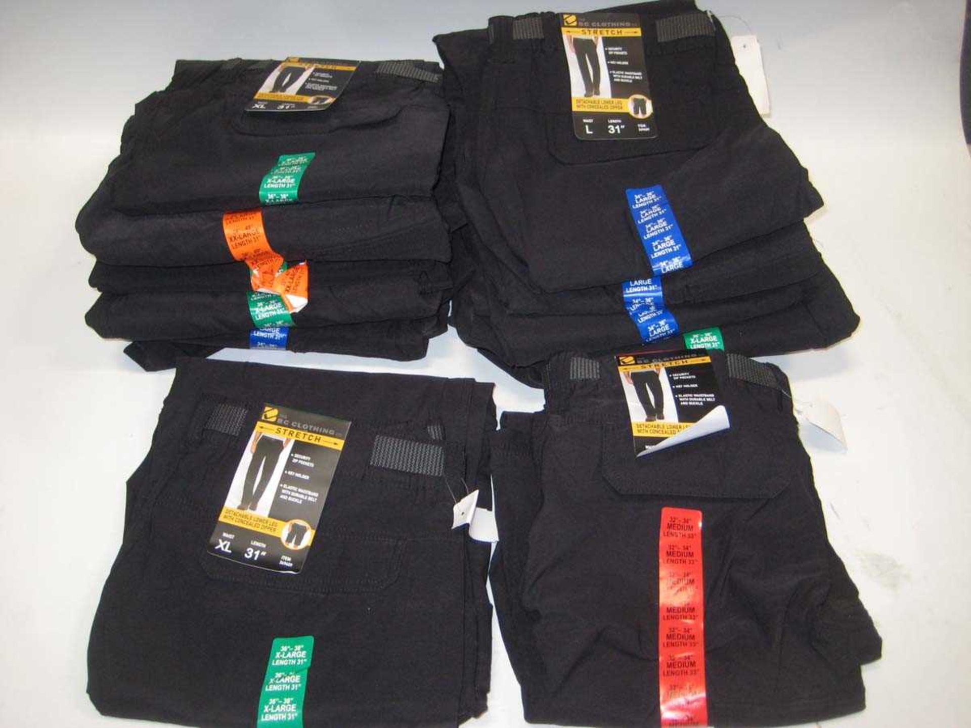 +VAT A bag containing approx. 12x Men's BC Clothing Trousers in Black various sizes.