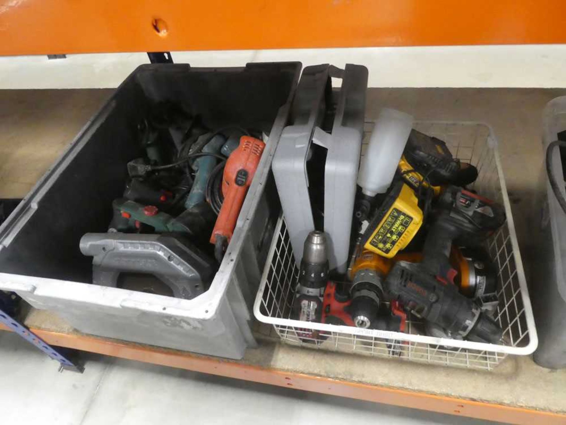 4 crates of assorted power tools to include jigsaws, 110v drills, chargers, cordless drills - Image 3 of 3