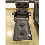 Eames style armchair with matching footstool