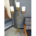 Pair of wrought iron 3 branch candle sticks