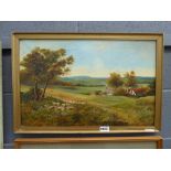 Oil on canvas, sheep in rural setting