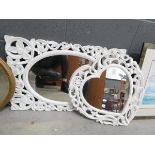 2 mirrors in white painted floral frames
