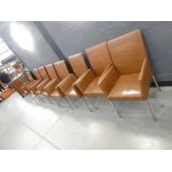 8 x brown leather EOOS for Walter Knoll Jason chairs