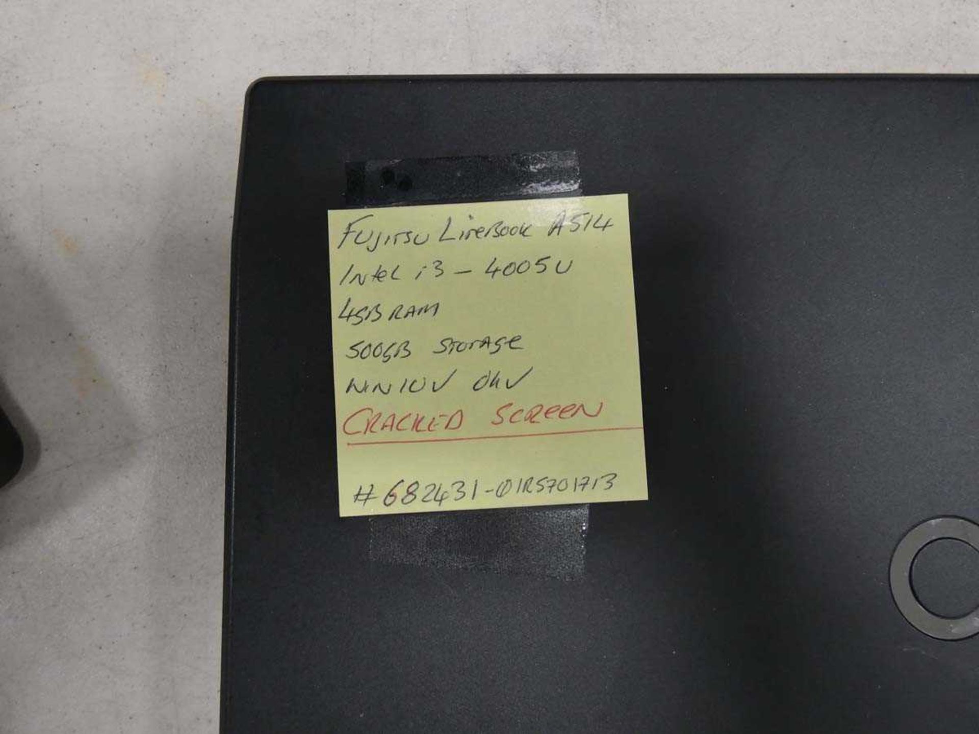 +VAT 2 Fujitsu life books with cracked screens, sold for spares (no PSU) - Image 2 of 2