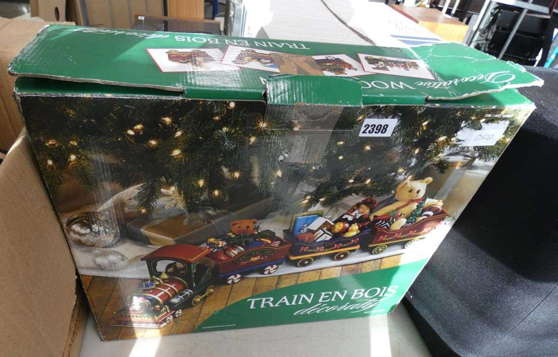 Boxed Christmas tree train decoration