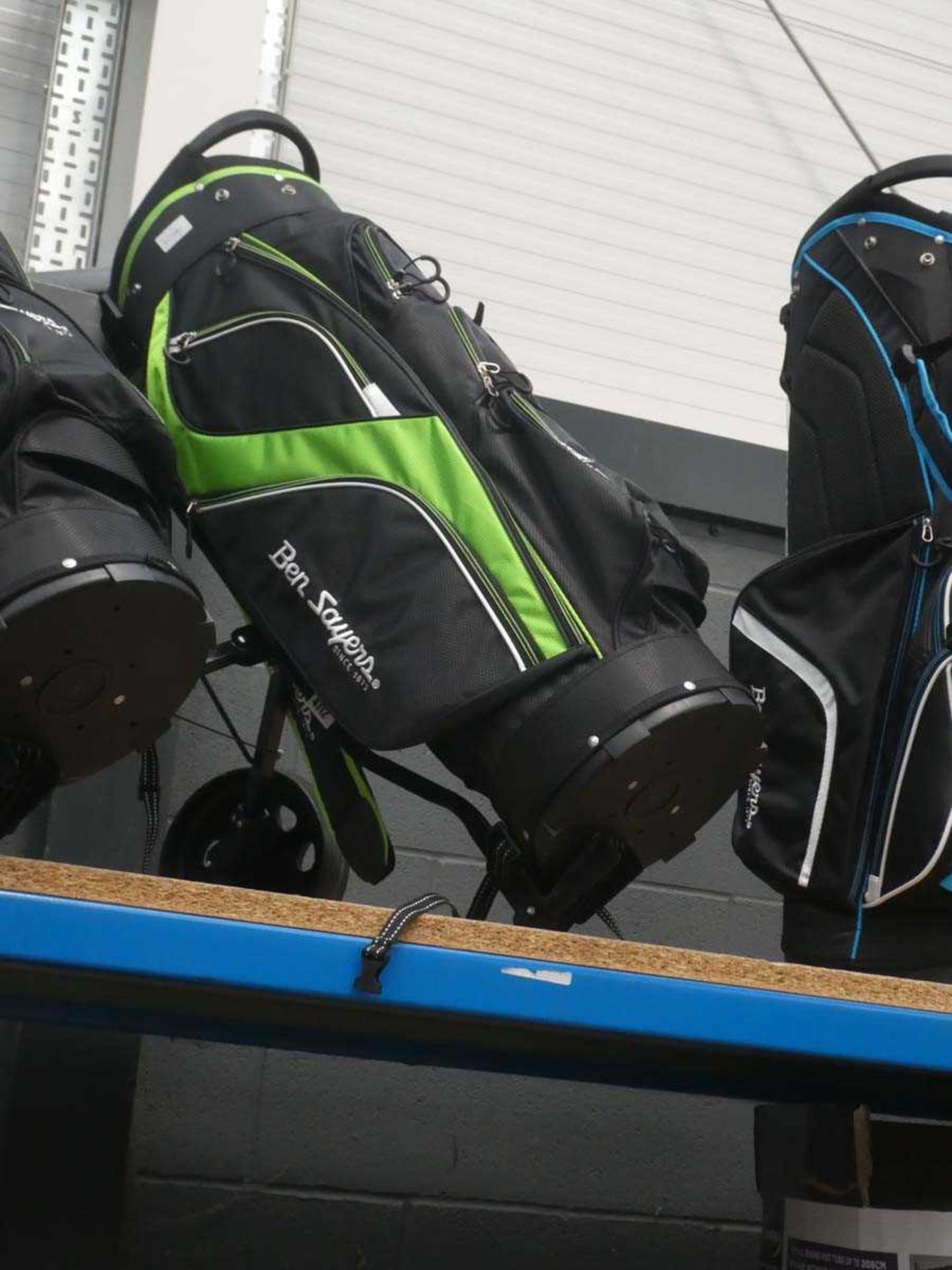 Ben Sayers green and black golf bag and trolley