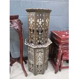 2 bone inlaid Indian side tables