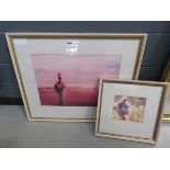 2 prints, rural scenes with the water collectors