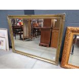 Large rectangular bevelled mirror in gilt frame