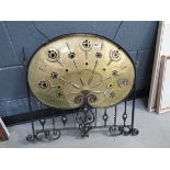 Wrought iron and brass fire screen