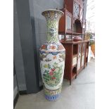 Large modern Chinese bird and floral patterned vase
