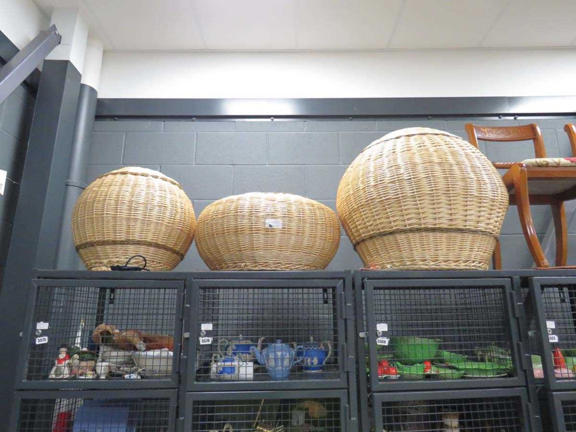 +VAT 3 ceiling lights with wicker shades