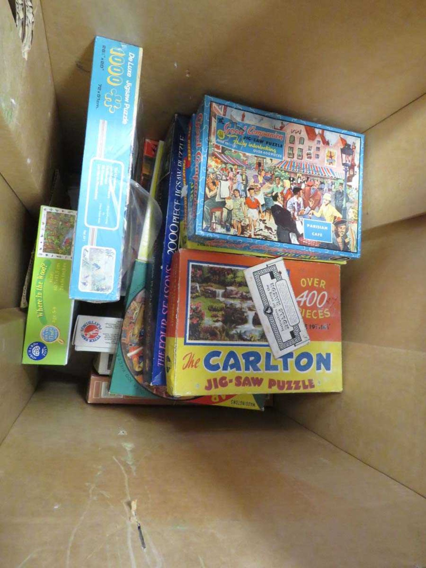 Box containing a quantity of board games