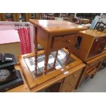 Pair of single drawer bedside cabinets, a mirror in pine frame plus a table with single drawer