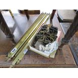 Quantity of brass stair rods and fittings