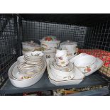 Cage containing large quantity of Royal Worcester patterned crockery