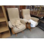 +VAT Pair of Ercol style swivel armchairs