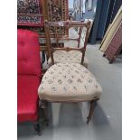 Pair of Edwardian bedroom chairs with embroidered seats